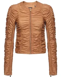 Pinko Geraffte Lederjacke Braun