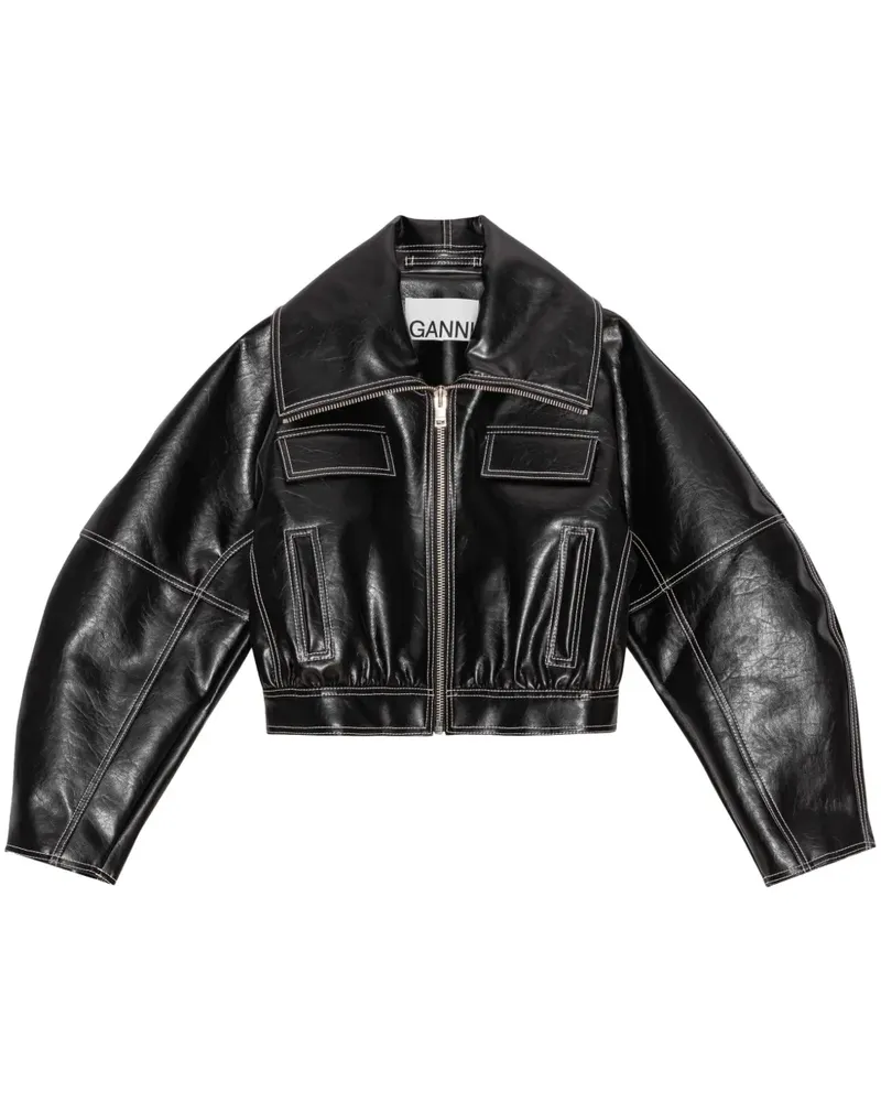 Ganni Beschichtete Future Cropped-Jacke - Schwarz Schwarz