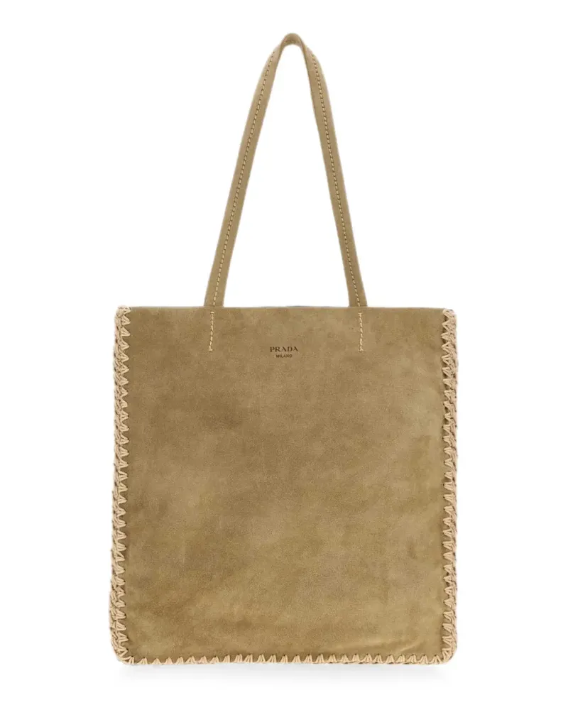 Prada Große Schultertasche aus Wildleder - Nude Nude