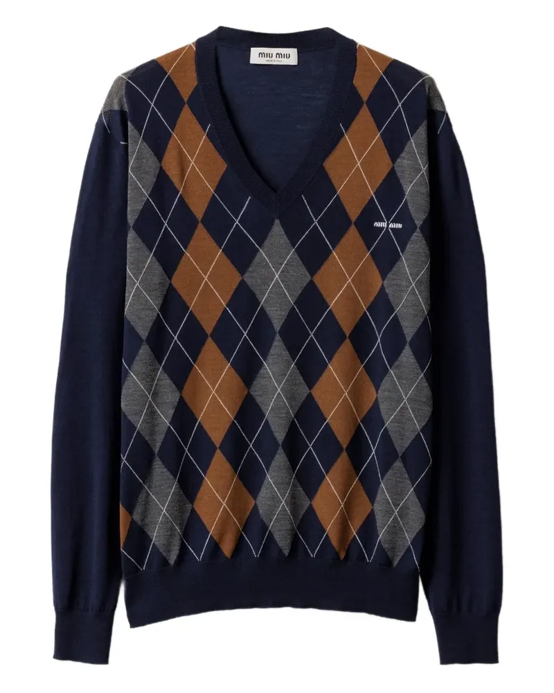 Miu Miu Pullover mit Argyle-Muster - Blau Blau