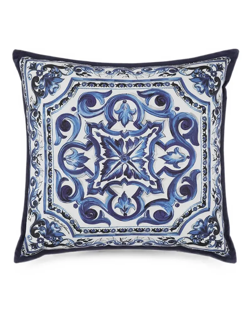 Dolce & Gabbana Casa Outdoor-Kissen mit Maiolica-Print - Blau Blau