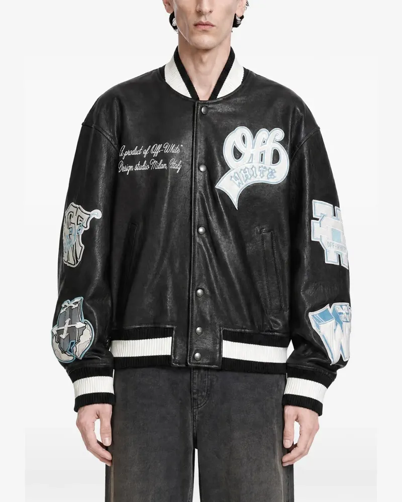 OFF-WHITE Collegejacke mit Patch-Detail - Schwarz Schwarz