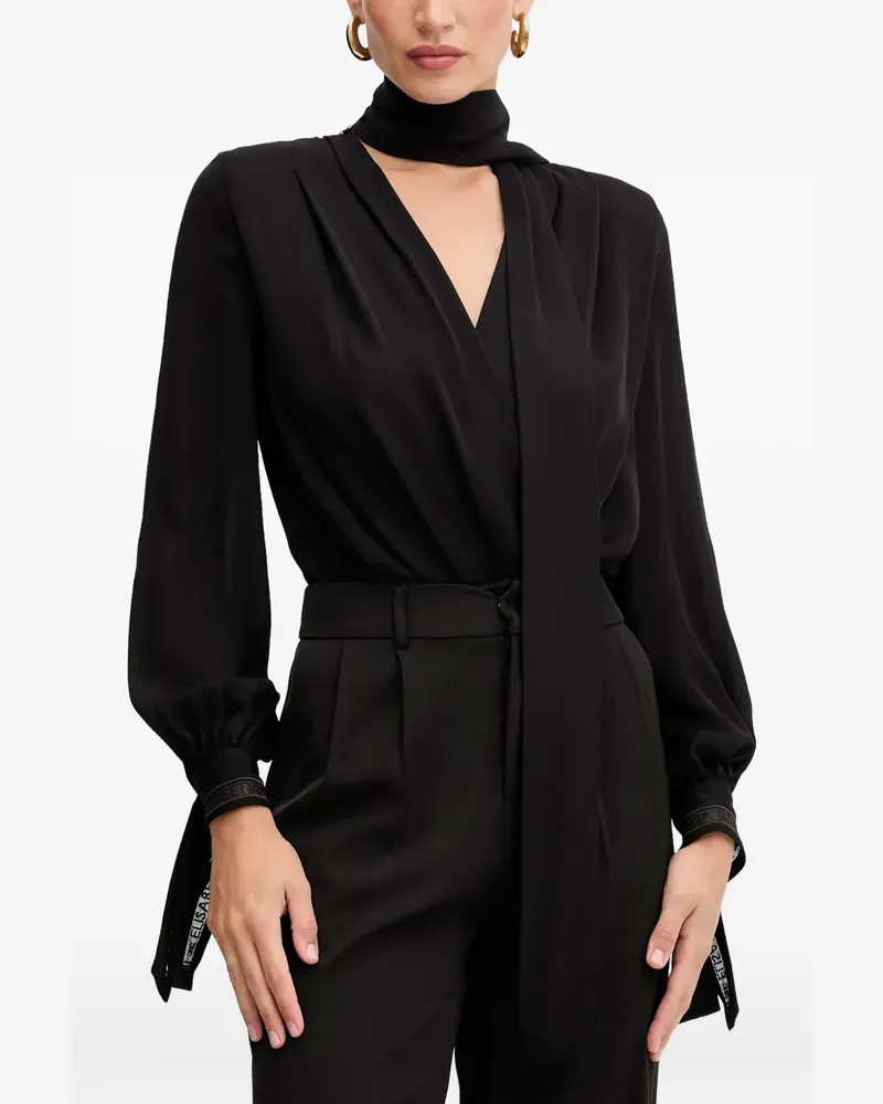 Elisabetta Franchi tie-neck long-sleeve top - Schwarz Schwarz