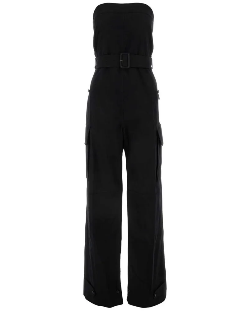 Saint Laurent Trägerloser Jumpsuit mit Gürtel - Schwarz Schwarz
