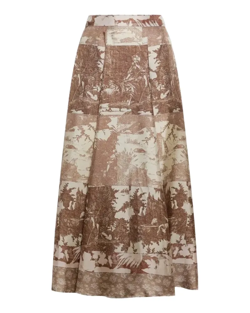 Pierre-Louis Mascia Aloe A-line midi skirt - Braun Braun