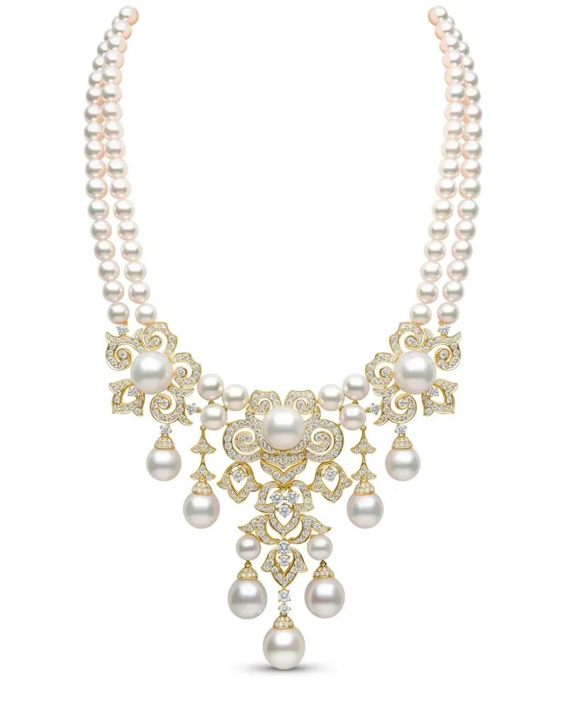 YOKO London 18kt Gelbgoldhalskette mit Perlen und Diamant Gold