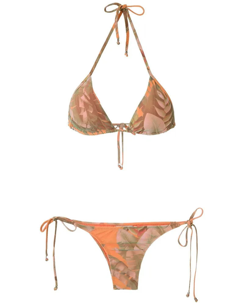 Amir Slama Triangel-Bikini mit Print - Nude Nude
