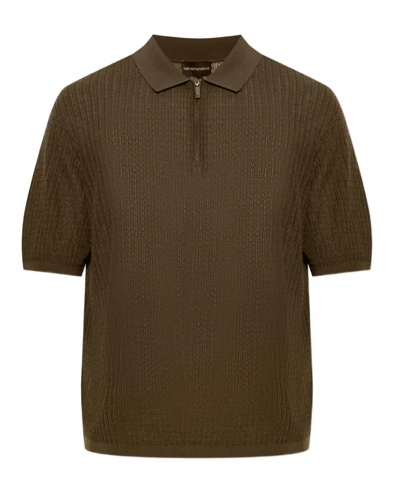 Emporio Armani Gestricktes Poloshirt mit Reißverschluss - Grün Grün