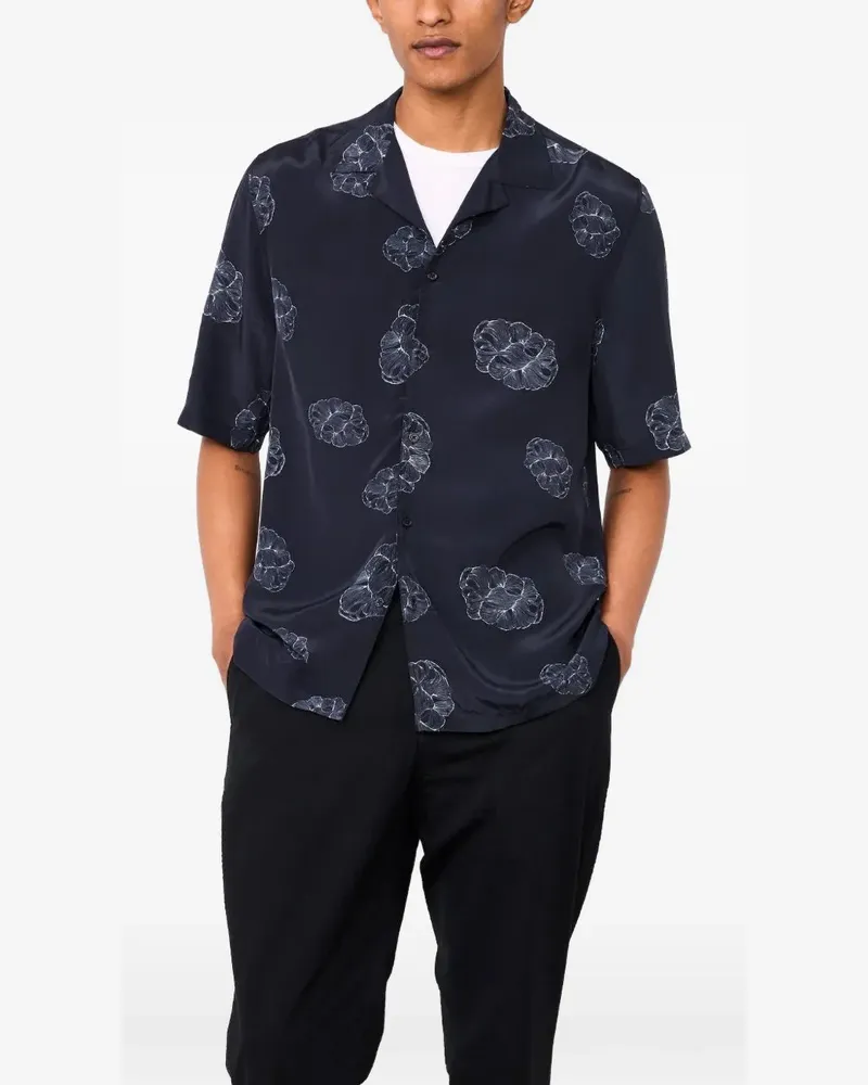 Officine Generale floral-print short-sleeve shirt - Blau Blau