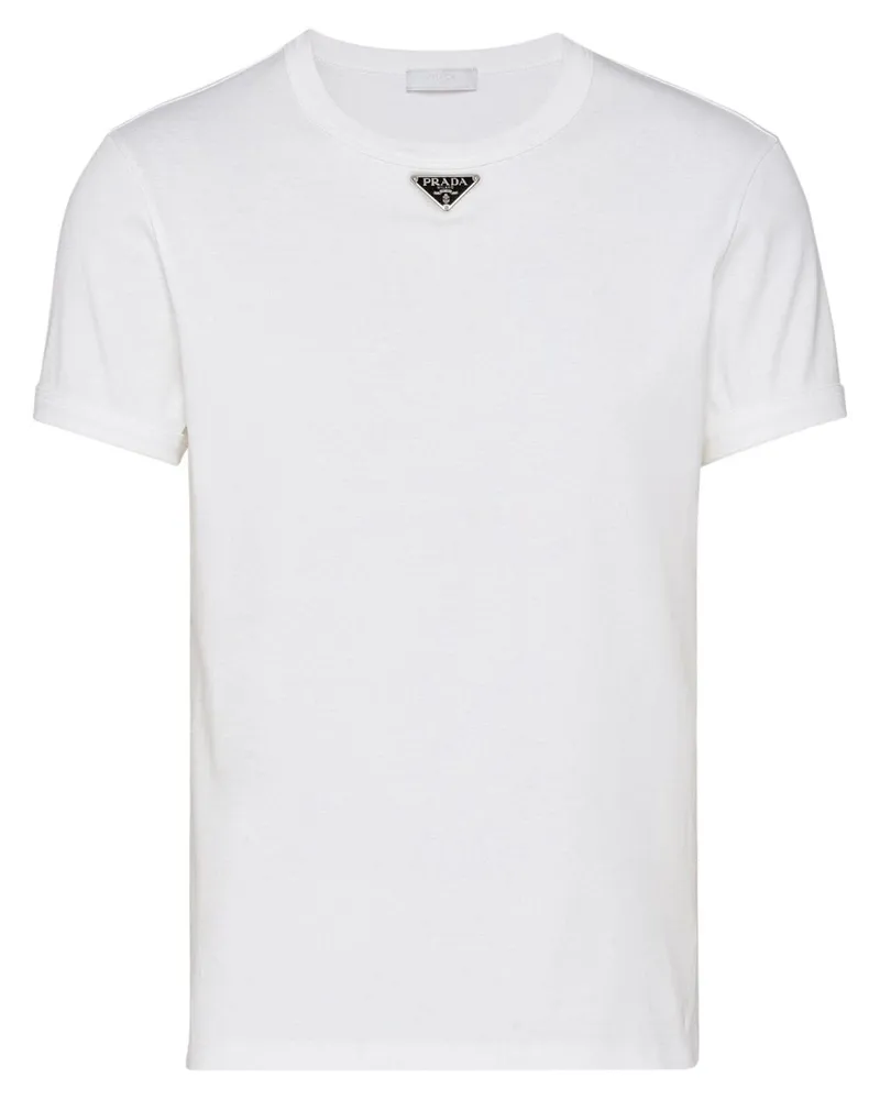 Prada T-Shirt mit Triangel-Logo - Weiß Weiß