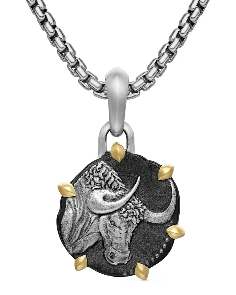 David Yurman 18kt Taurus Gelbgold- und Sterlingsilberamulett (33mm Silber