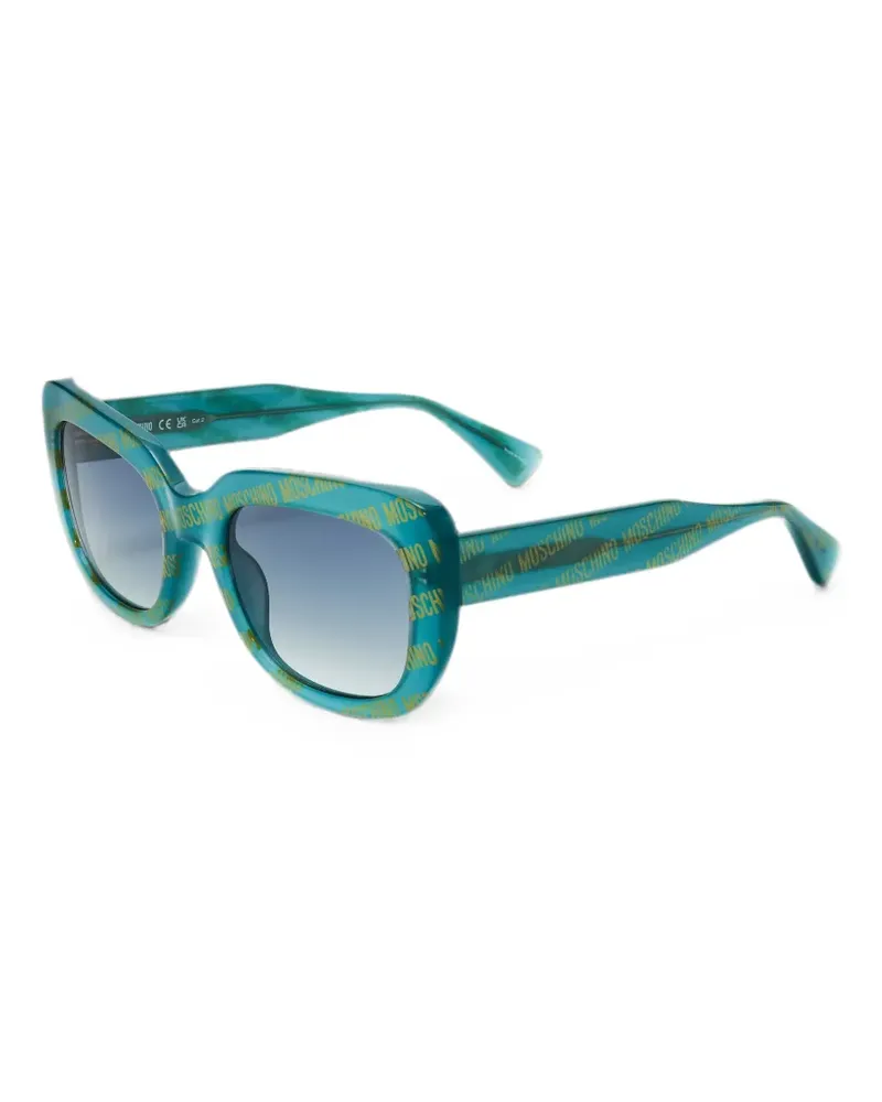 Moschino Cat-Eye-Sonnenbrille mit Logo-Print - Grün Grün