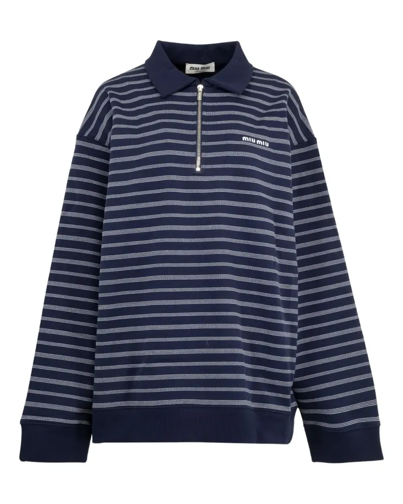 Miu Miu Gestreiftes Sweatshirt mit Polokragen - Blau Blau