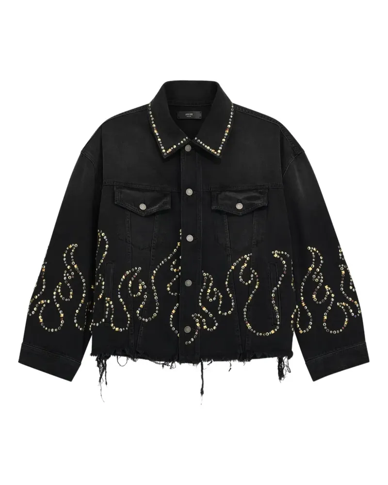 Amiri Flames Trucker Jacke mit Nieten - Schwarz Schwarz