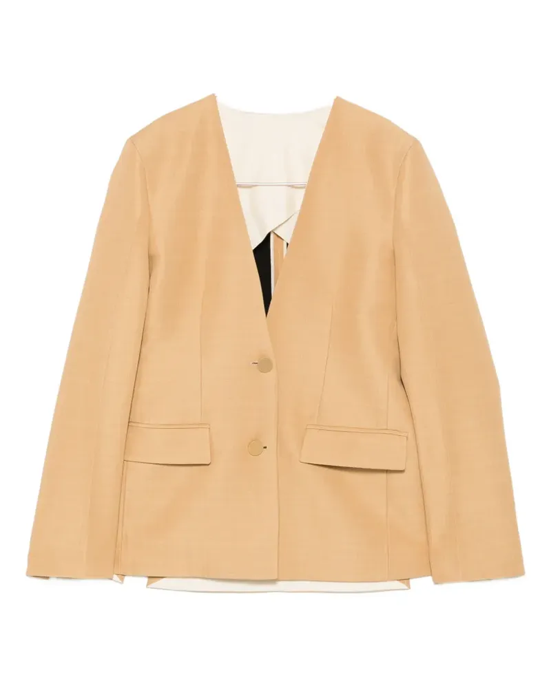 Alberta Ferretti collarless V-neck blazer - Nude Nude