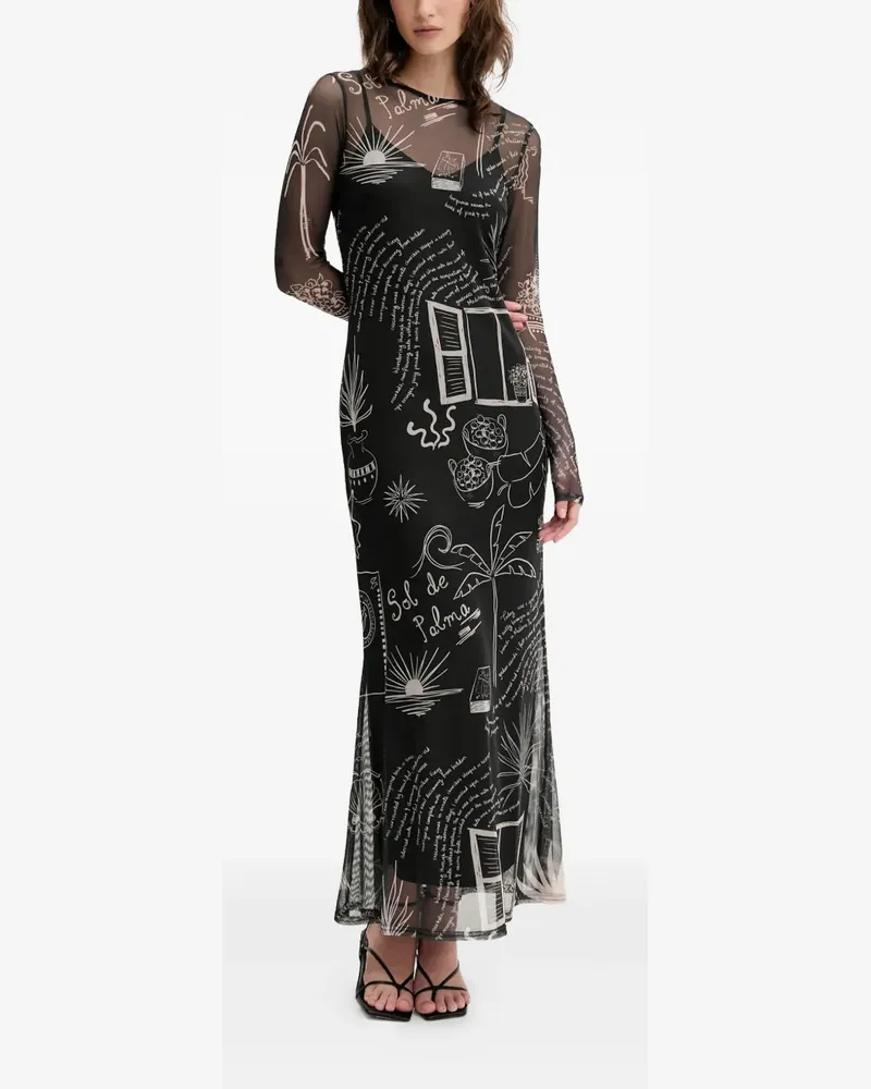 Never Fully Dressed Kleid mit grafischem Print - Schwarz Schwarz
