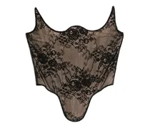 Korsett-Top aus Spitze - Schwarz
