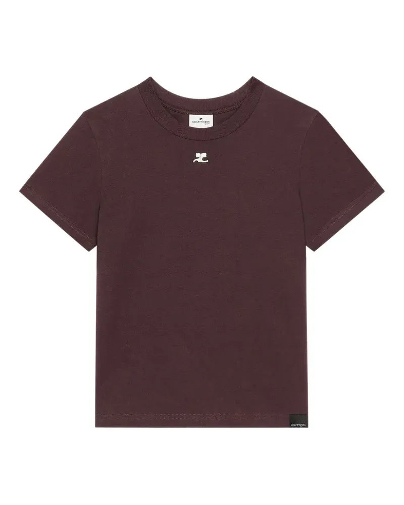 Courrèges T-Shirt mit Logo-Stickerei - Rot Rot