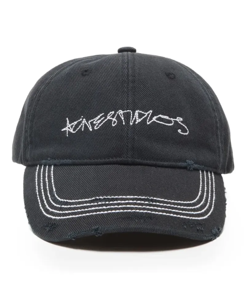 Acne Studios Baseballkappe im Distressed-Look - Schwarz Schwarz