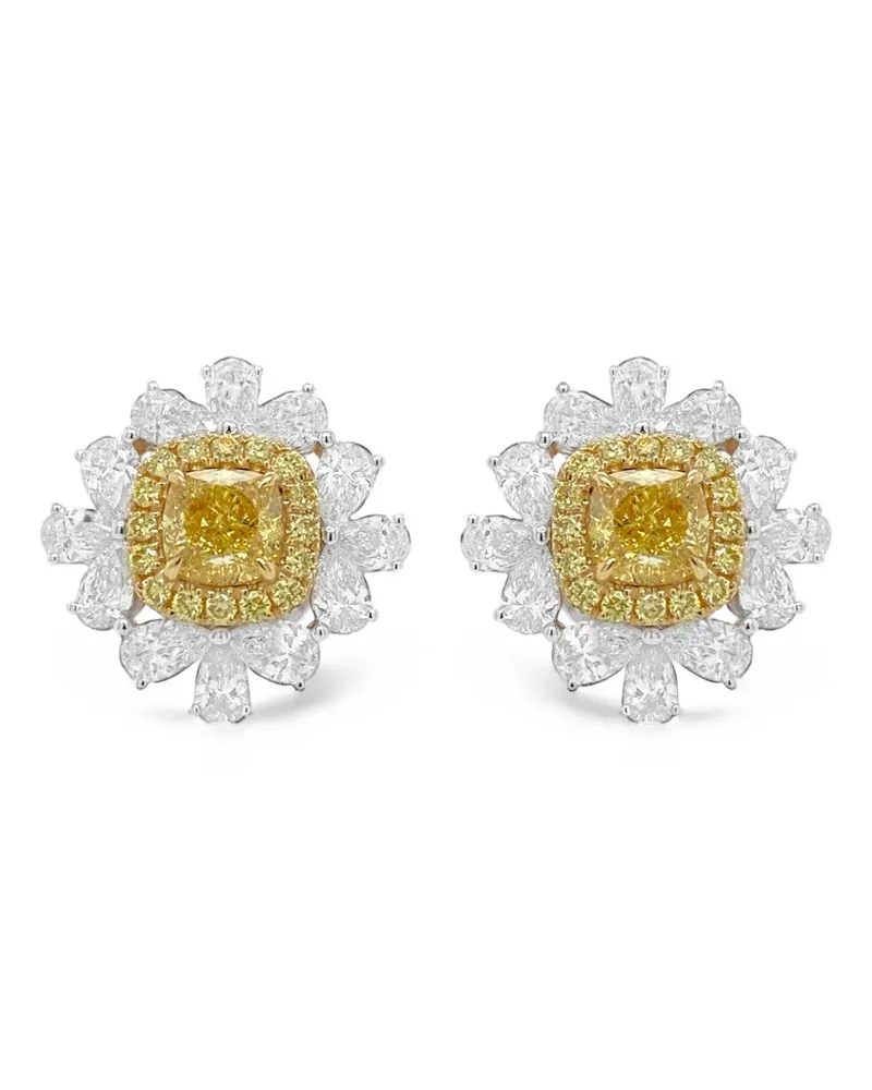 HYT Jewelry yellow diamond floral earrings - Silber Silber