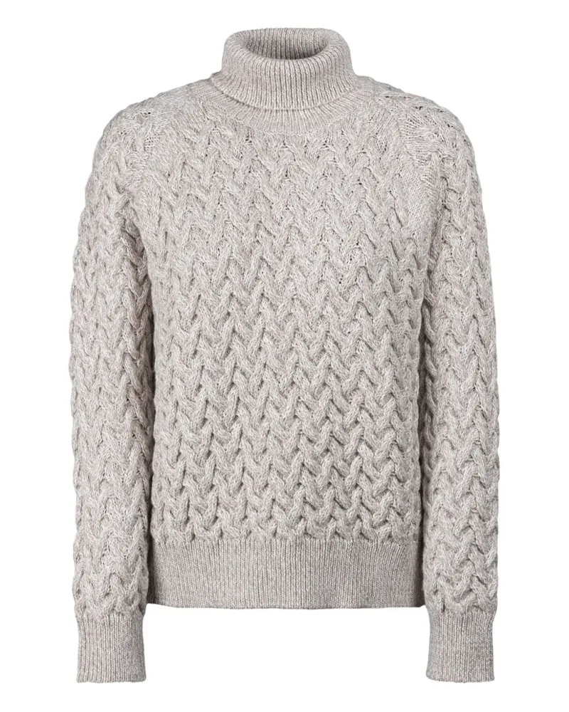 MOORER Fiames Rollkragenpullover mit Zopfmuster - Nude Nude