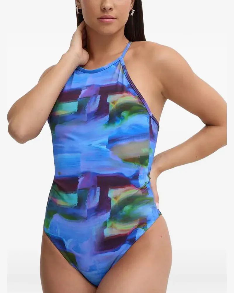 Casall abstract-print halterneck swimsuit - Blau Blau