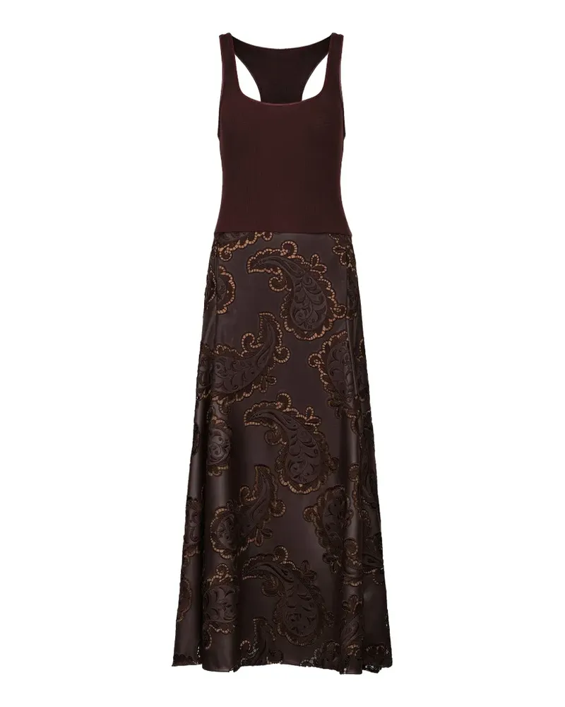 Johanna Ortiz Racerback-Kleid mit Paisley-Spitze - Braun Braun