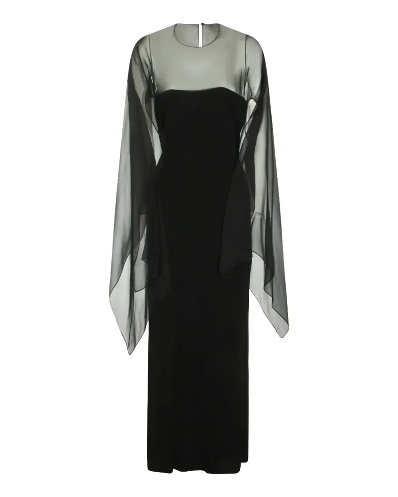 Alberta Ferretti sheer-panel cape-sleeve maxi dress - Schwarz Schwarz