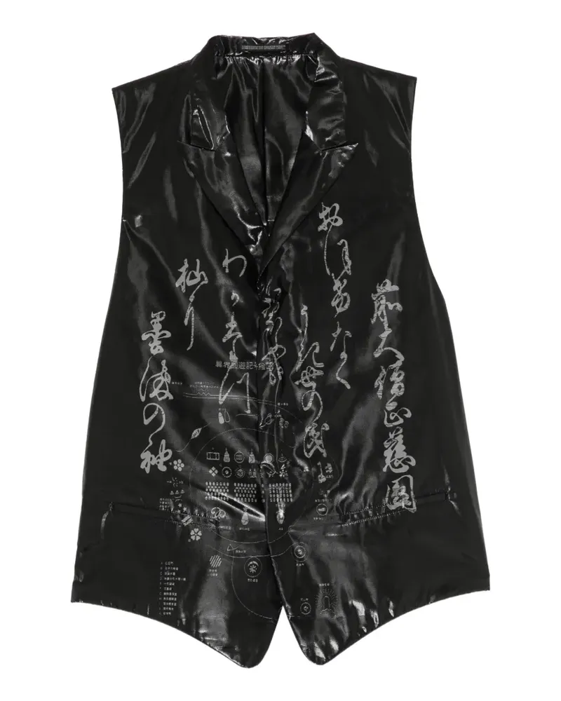 Yohji Yamamoto Transparente Jien Weste mit Hiragana-Print - Schwarz Schwarz