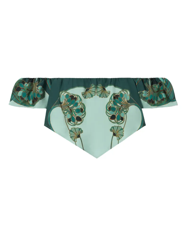 La DoubleJ Schulterfreies Oberteil mit Blumenmuster - Grün Grün