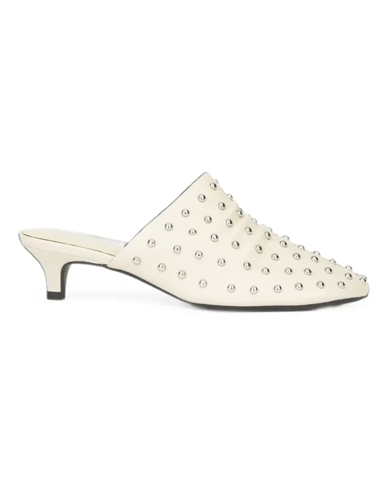 ash Flache Eloise Mules aus Leder mit Nieten - Weiß Weiß