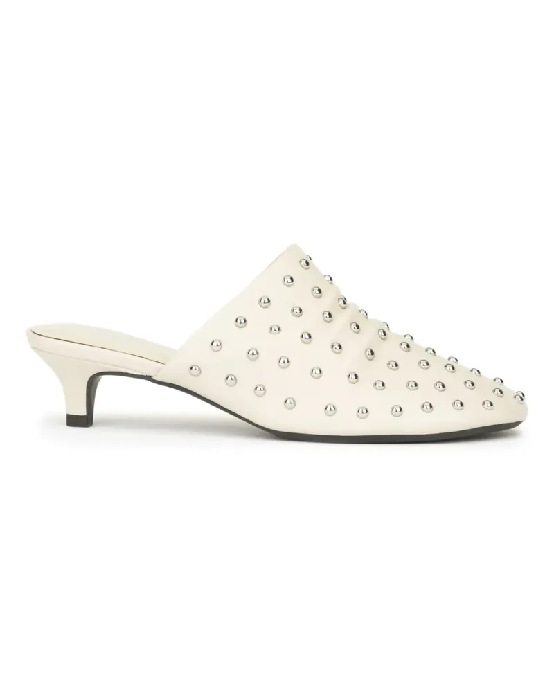 ash Flache Eloise Mules aus Leder mit Nieten - Weiß Weiß