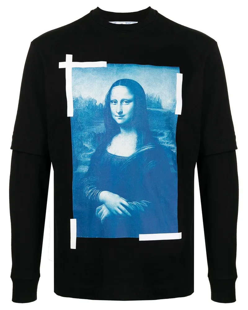OFF-WHITE Langarmshirt mit Mona-Lisa-Print - Schwarz Schwarz
