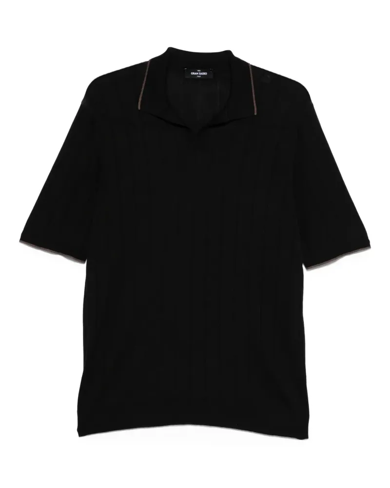 Gran Sasso Geripptes Poloshirt - Schwarz Schwarz