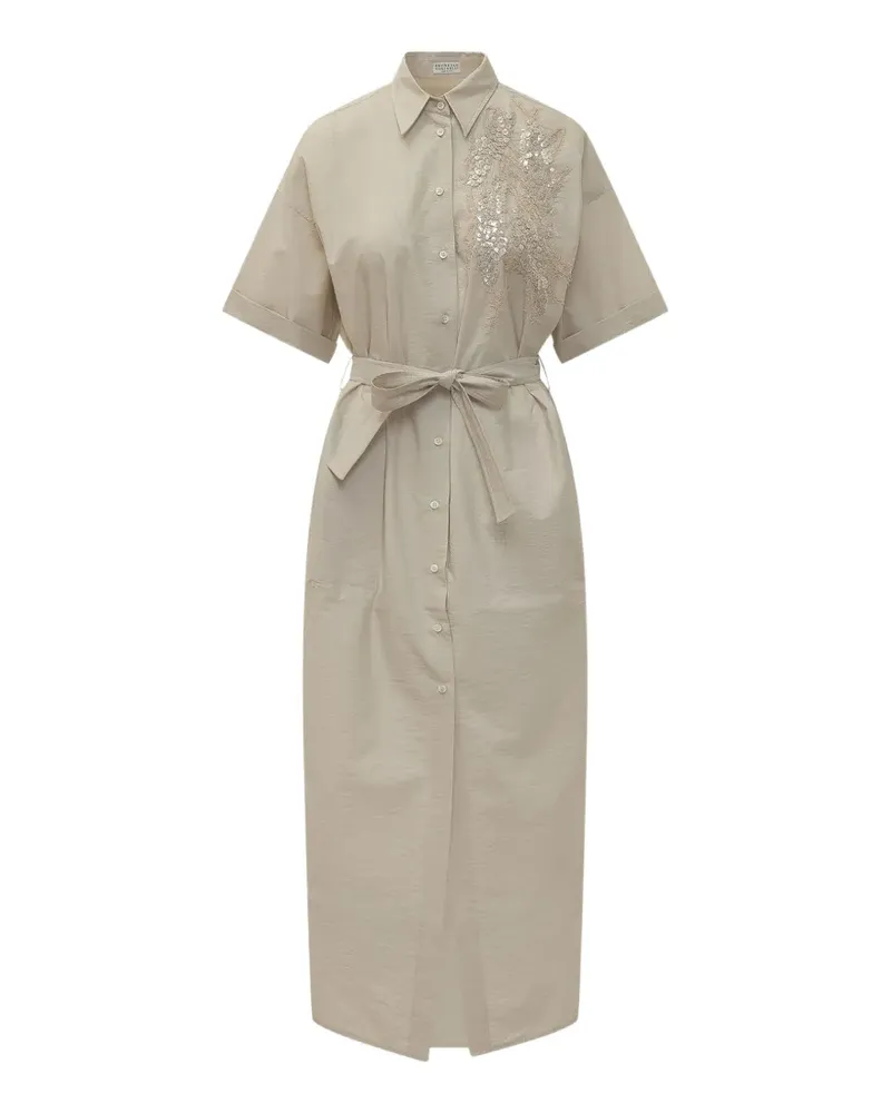 Brunello Cucinelli Paillettenkleid mit Gürtel - Nude Nude