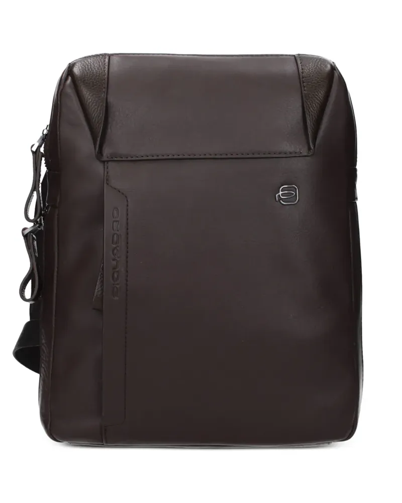 Piquadro Kuriertasche mit Logo-Schild - Braun Braun