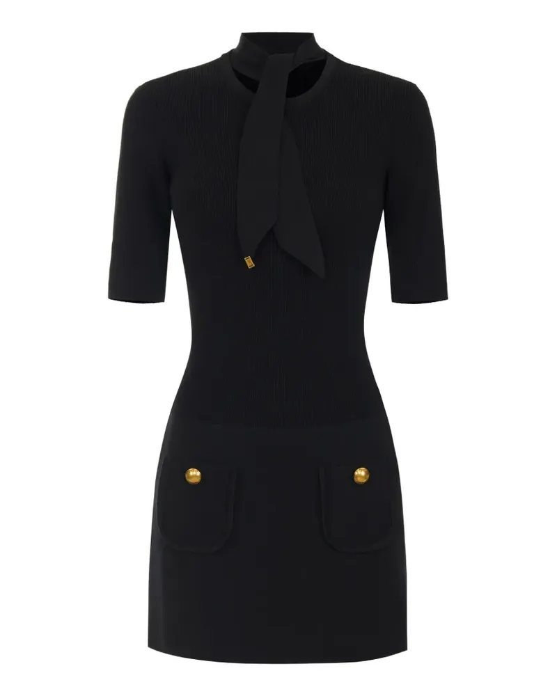 Elisabetta Franchi Geknöpftes Kleid mit Schleifenkragen - Schwarz Schwarz