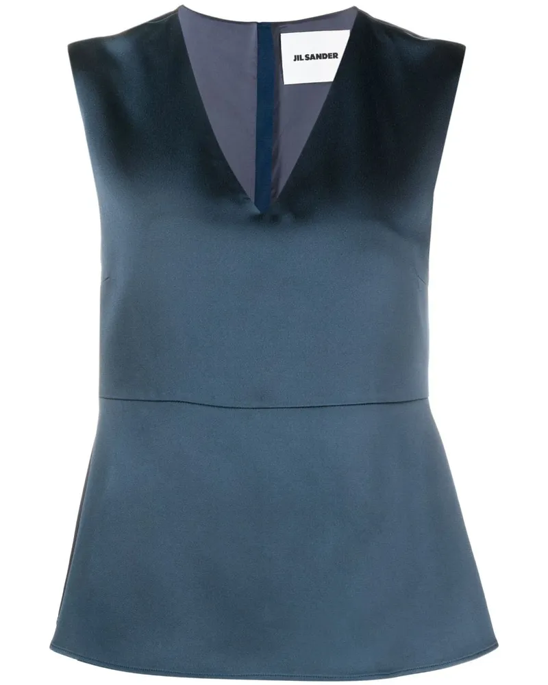 Jil Sander Tanktop mit V-Ausschnitt - Blau Blau