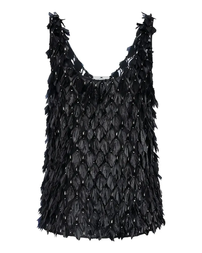 Elisabetta Franchi tulle 3D embroideries top - Schwarz Schwarz