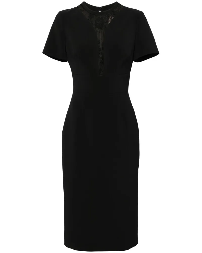 Elie Saab Midikleid mit Spitzeneinsatz - Schwarz Schwarz