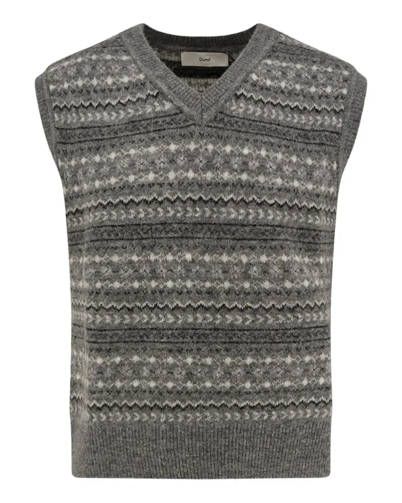 Dunst fair isle-knit V-neck sweater - Grau Grau