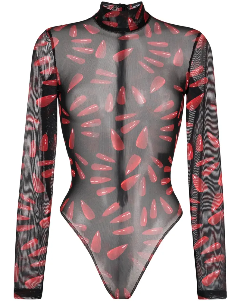 David Koma Body mit grafischem Print - Schwarz Schwarz