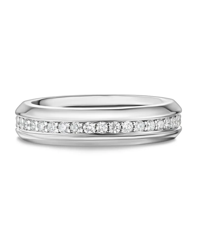 David Yurman 18kt Streamline Weißgoldring mit Diamant 6mm - Silber Silber
