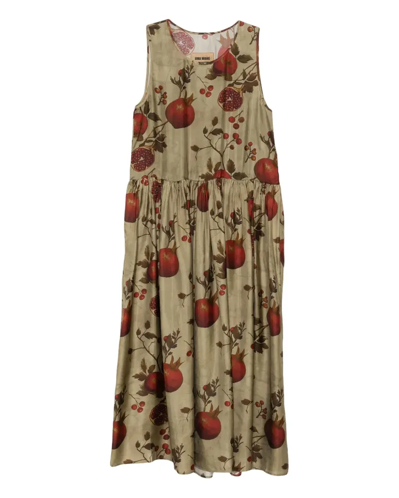 Uma Wang Ärmelloses Kleid mit Granatapfel-Print - Grün Grün