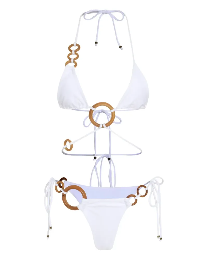 Amir Slama Triangel-Bikini mit Ringdetail - Weiß Weiß