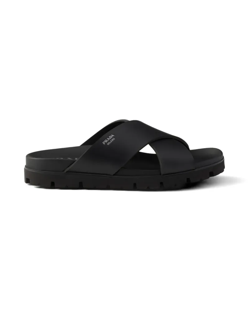 Prada crisscross rubber slides - Schwarz Schwarz