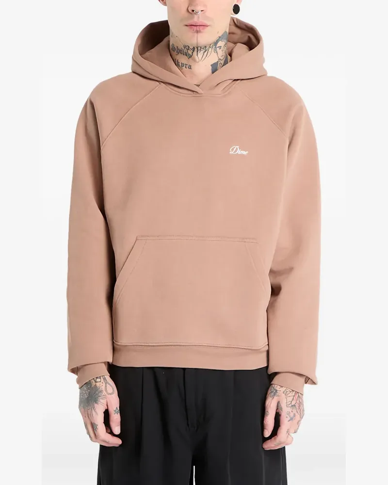 Dime logo-detail pouch-pocket hoodie - Braun Braun