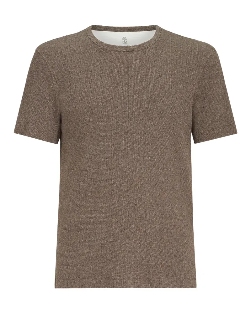 Brunello Cucinelli T-Shirt aus Baumwolljersey mit Denim-Effekt - Braun Braun