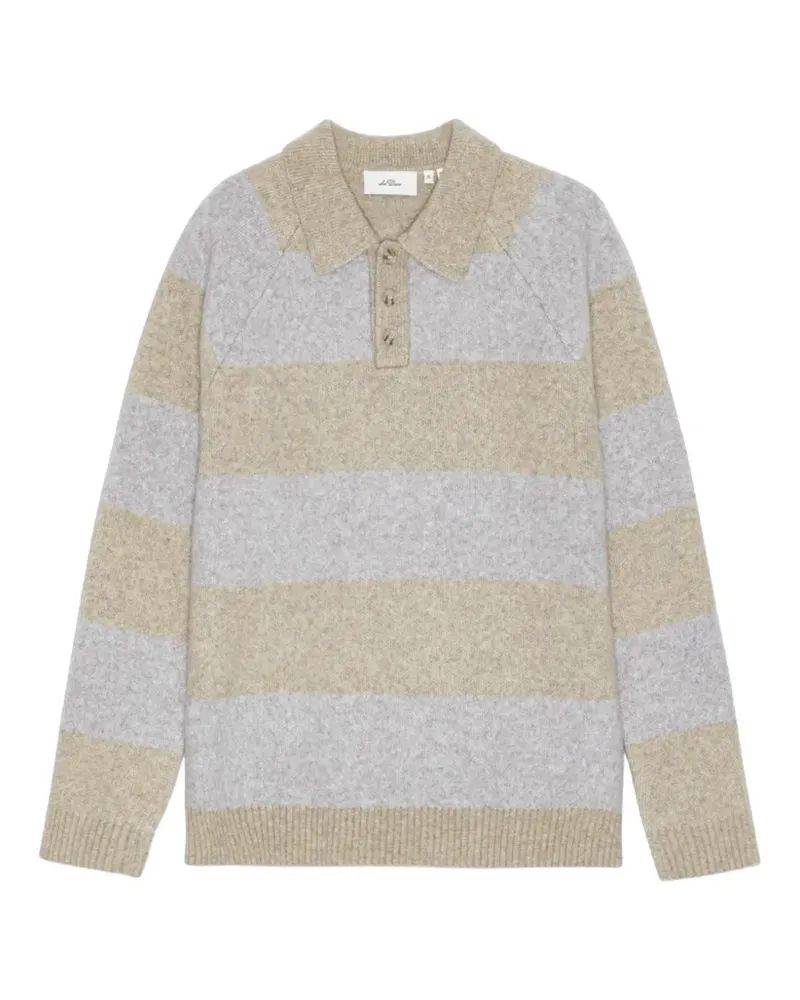 LES DEUX striped raglan-sleeve polo shirt - Nude Nude