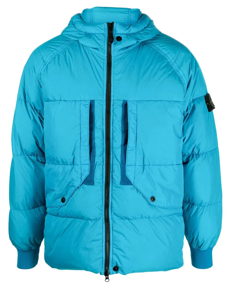 Stone Island Gefütterte Jacke mit Kompass-Patch - Blau Blau